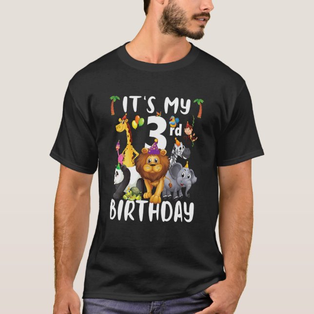 Kids Its My 3rd Birthday Zoo  Safari Jungle Animal T-Shirt (Front)