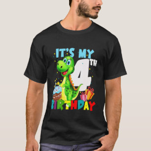Kids It's My 4Th Birthday 4 Year Old Boy Gifts Din T-Shirt
