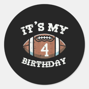 Kids Its My 4th Birthday American Football 4 Year Classic Round Sticker