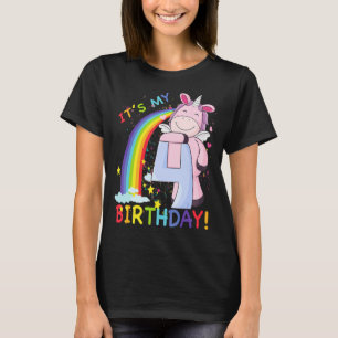 Kids Its My 4th Birthday Unicorn 4 Year Old Birthd T-Shirt
