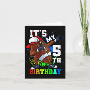 Kids Its My 5th Birthday 5 Year Old Dabbing Footba Card