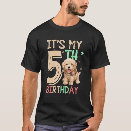 Kids Its My 5th Birthday Dog  Theme 5 Years Old P T_Shirt