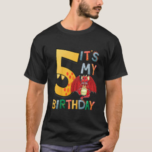 Kids It's My 5th Birthday Dragon 5 Birthday 5 Year T-Shirt