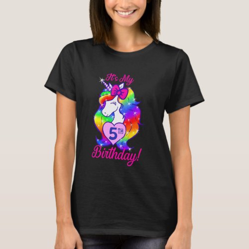 Kids Its My 5th Birthday Unicorn Party Themed Todd T_Shirt