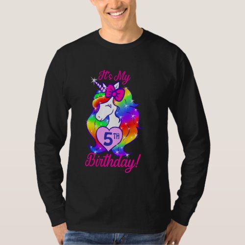 Kids Its My 5th Birthday Unicorn Party Themed Todd T_Shirt