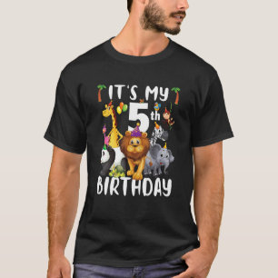 Kids Its My 5th Birthday Zoo Safari Jungle Animal T-Shirt