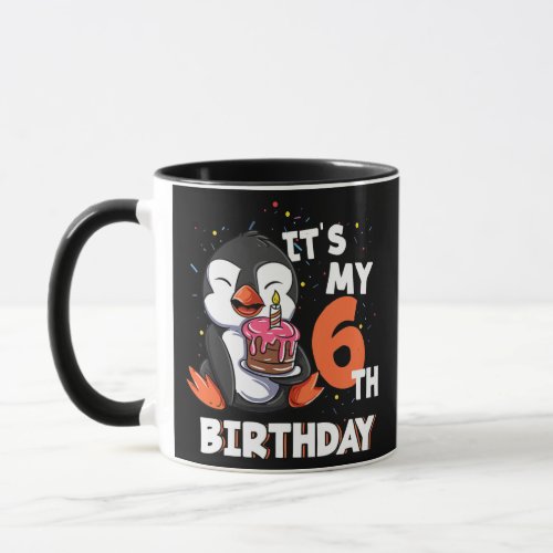 Kids Its My 6th Birthday 6 Year Old Penguin Mug