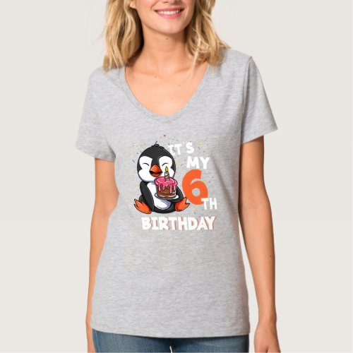 Kids Its My 6th Birthday 6 Year Old Penguin T_Shirt