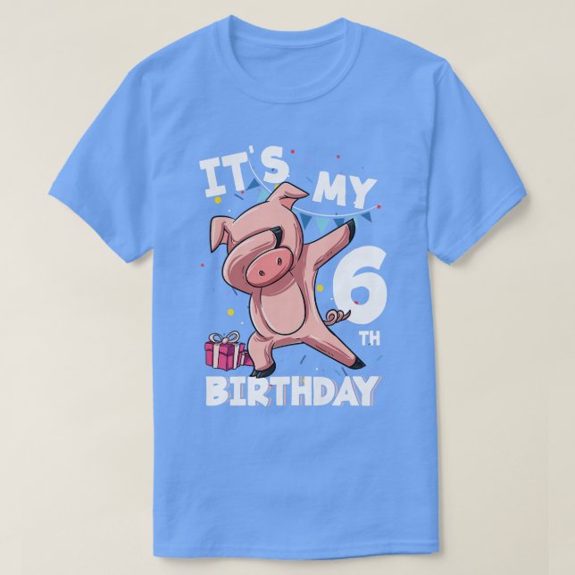 Kids Its My 6th Birthday 6 Year Old Pig Birthday P T-Shirt (Design Front)
