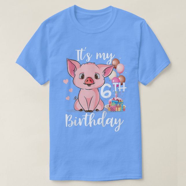 Kids It's My 6th Birthday - Cute Pigs Lovers Gift  T-Shirt (Design Front)