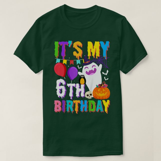 Kids Its My 6th Birthday Gift Ghost Pumpkin Hallow T-Shirt (Design Front)