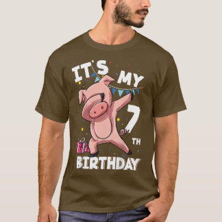 Kids Its My 7th Birthday 7 Year Old Pig Birthday  T-Shirt