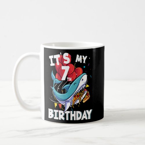 Kids Its my 7th Birthday 7 Year Old Shark Birthda Coffee Mug