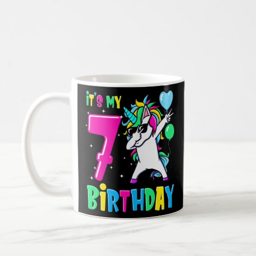 Kids Its My 7th Birthday Dabbing Unicorn  Coffee Mug