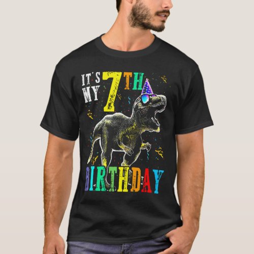 Kids Its My 7th Birthday Dinosaur Design T_Shirt