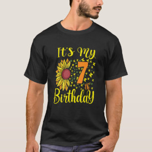 Kids It's My 7th Birthday Sunflower 7 Years Old Bi T-Shirt