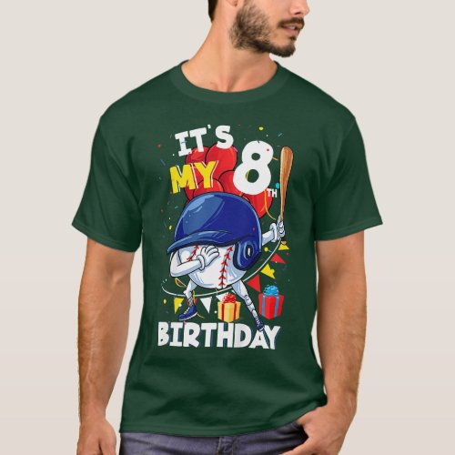 Kids Its My 8th Birthday 8 Year Old Baseball Birth T_Shirt