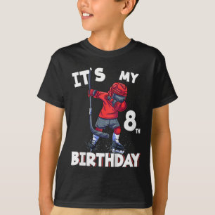 Kids It's My 8th Birthday 8 Year Old Ice Hockey Bi T-Shirt