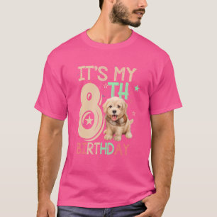 Kids It's My 8th Birthday Dog Theme 8 Years Old P T-Shirt