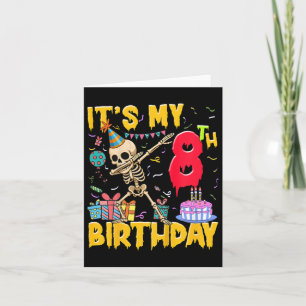 Kids It's My 8th Birthday Party Halloween Skeleton Card