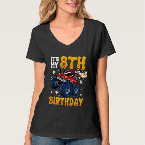 Kids Its My 8th Birthday Theme Monster Truck T_Shirt