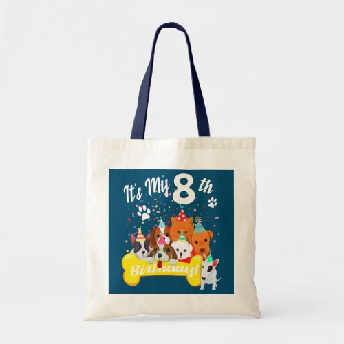Kids its my 8th birthday toddler girl with dogs tote bag
