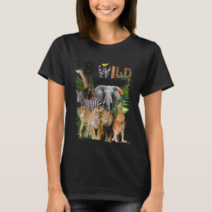 Kids It's My 8th Wild Birthday Safari Animals Zoo T-Shirt