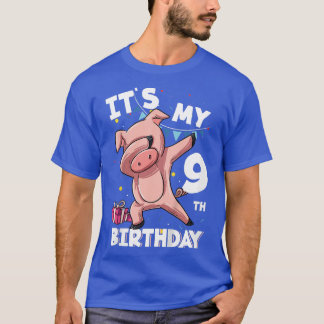 Kids Its My 9th Birthday 9 Year Old Pig Birthday  T-Shirt