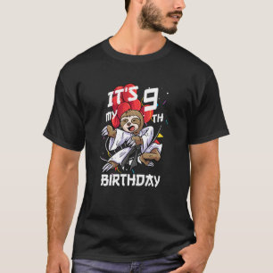 Kids Its My 9th Birthday 9 Year Old Sloth Karate B T-Shirt