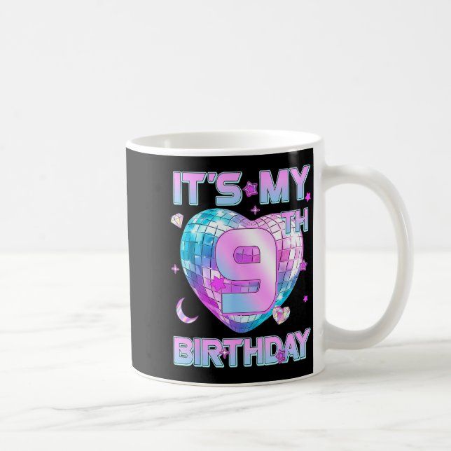 Kids It's My 9th Birthday Girl 9 Year Old Kp Bday  Coffee Mug (Right)