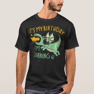 Kids Its My Birthday Dragon For Kids Turning 4 Ye T-Shirt