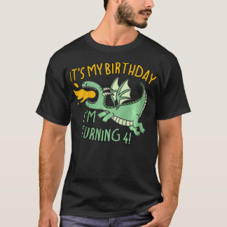 Kids Its My Birthday Dragon For Kids Turning 4 Ye T-Shirt