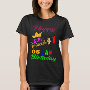 Kids January Girls Birthday 6 January 1st Annivers T-Shirt