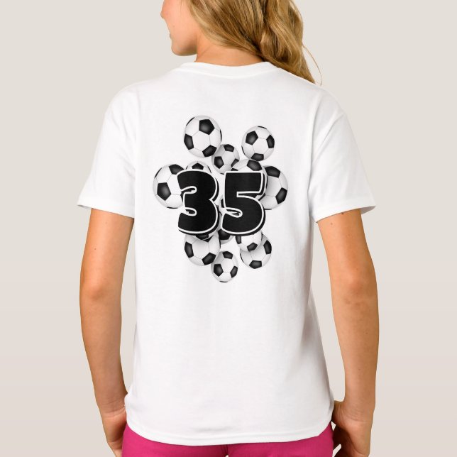 kids jersey number on group of soccer balls T-Shirt (Back)