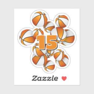 kids jersey number orange white basketballs sticker