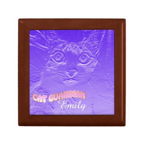 Kids Jewellery Box with Purple Guardian Cat