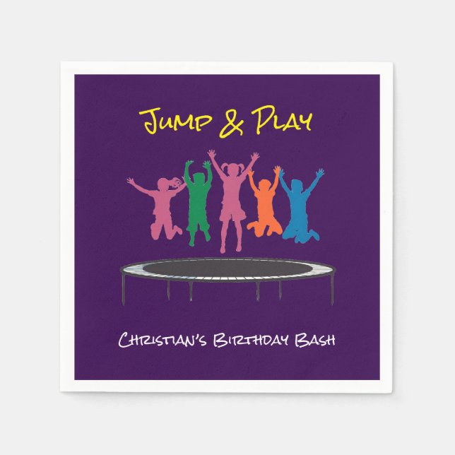 Kids Jump & Play Trampoline Birthday Bash Napkins (Front)