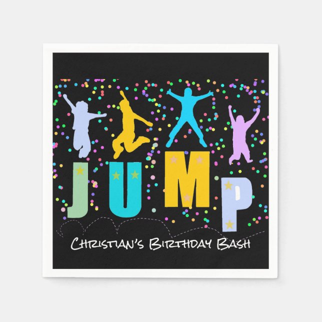 Kids Jump & Play Trampoline Birthday Bash Napkins (Front)