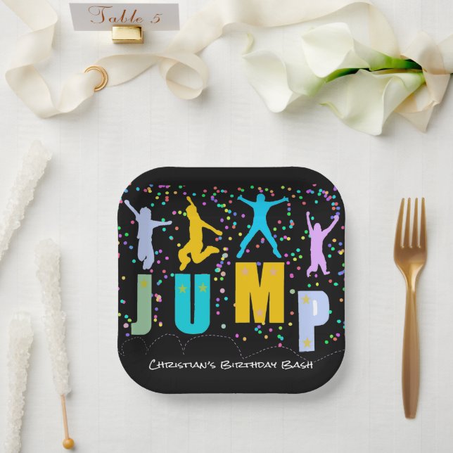 Kids Jump & Play Trampoline Birthday Bash Paper Plates (Wedding)