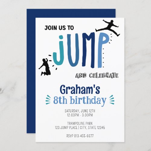 Kid's Jump Trampoline Park Birthday Party Invitati