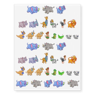Kids Jungle Animals Birthday Party Tattoos