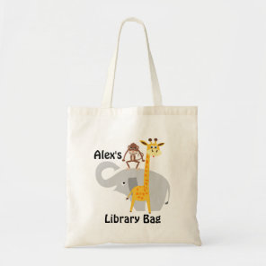 Kids Jungle Animals Library Tote Bag