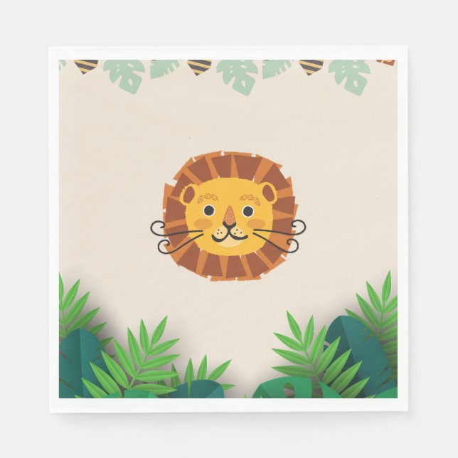 kids jungle birthday lion napkins (Front)