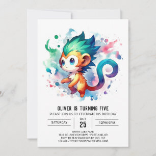 Kids Jungle Monkey Birthday Invitation