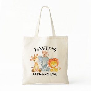 Kids Jungle Safari Animals Cute Library Tote Bag