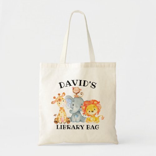 Kids Jungle Safari Animals Cute Library Tote Bag