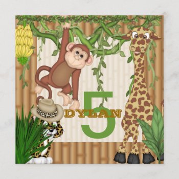 Kids Jungle Safari Birthday  Invitation Template by PersonalCustom at Zazzle