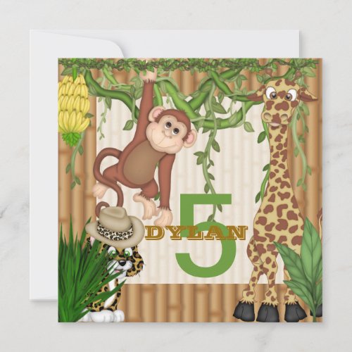 Kids Jungle Safari Birthday  Invitation Template
