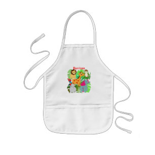 Kids Jungle Safari Cartoon Animals Personalized Kids' Apron