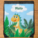 Kids Jungle Watercolor Dinosaur Boys School  Drawstring Bag<br><div class="desc">Get ready for roaring adventures with this fun and functional Kids Jungle Watercolor Dinosaur Drawstring Bag – perfect for little explorers who love dinos! Featuring a vibrant watercolor design of friendly dinosaurs in a lush jungle setting, this boys' personalized school bag is ideal for daycare, library visits, sports, school, or...</div>